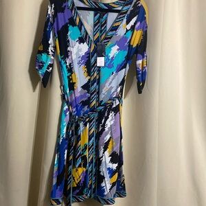 BCBGMAXAZRIA Multi Color Belted Tunic Dress